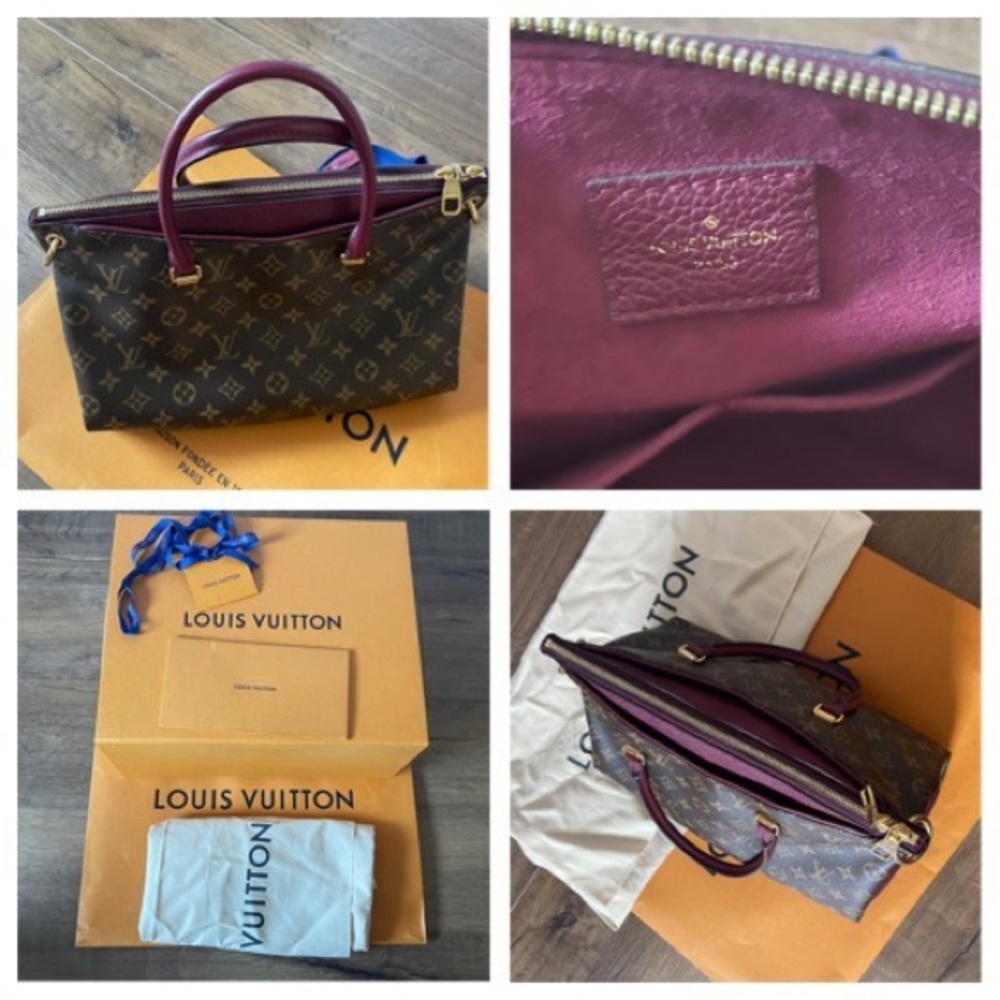 LOUIS VUITTON-AUTHENTIC Large Signature Logo Canvas Fuchsia Handbag